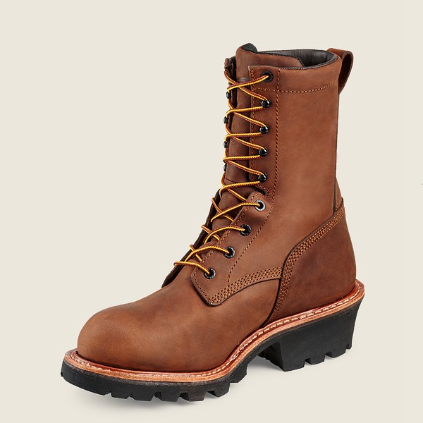 Mens Red Wing Loggermax - 9-inch Waterproof Toe - Safety Boots Brown - PXM276438